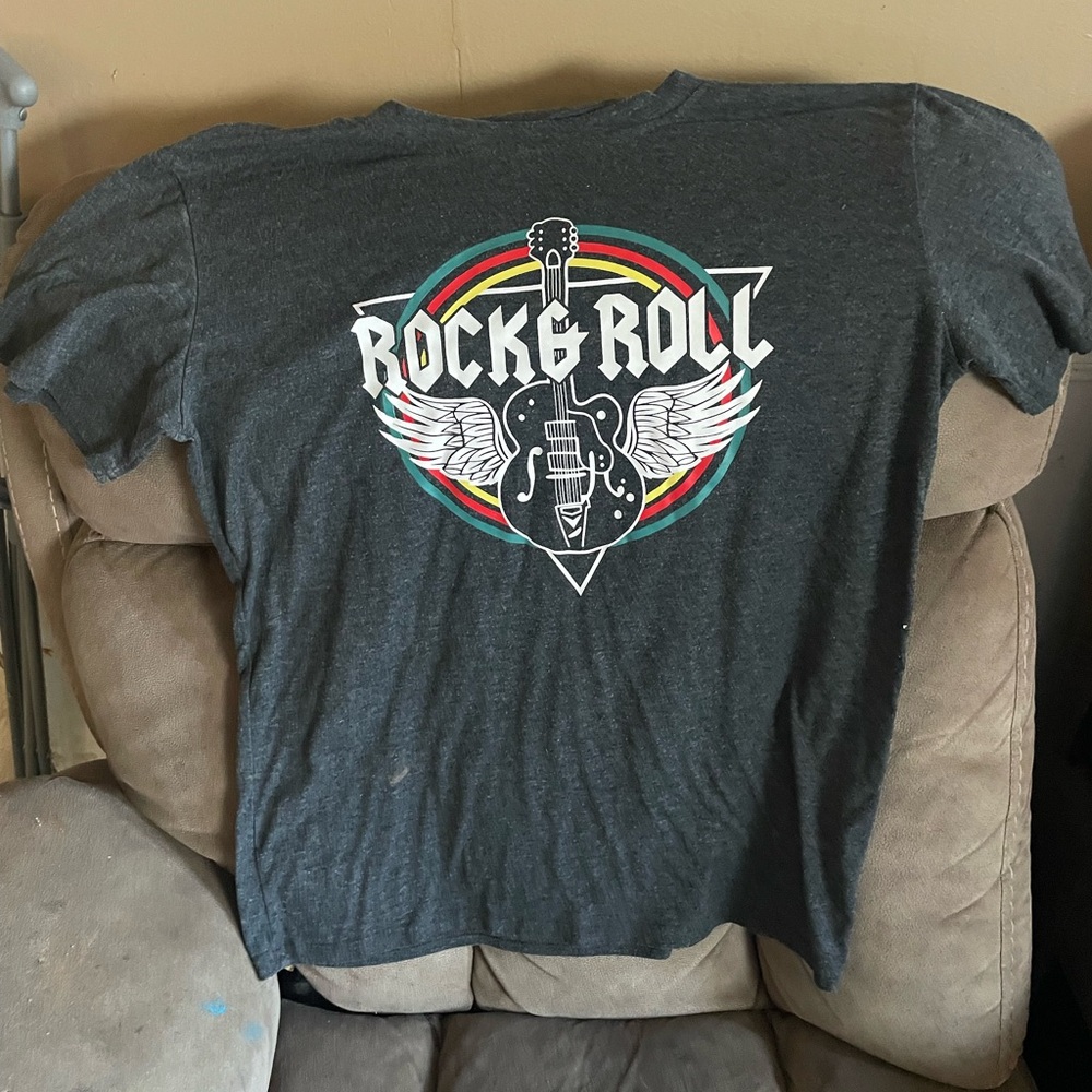 Rock & Roll Graphic Tee - Dark Heather Gray with Multi-Color Logo